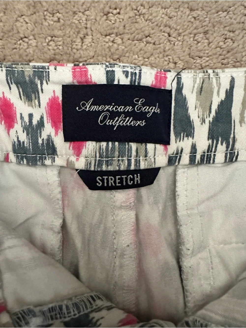 American Eagle Outfitters Ikat-Patterned Shorts in Cream, Pink & Gray